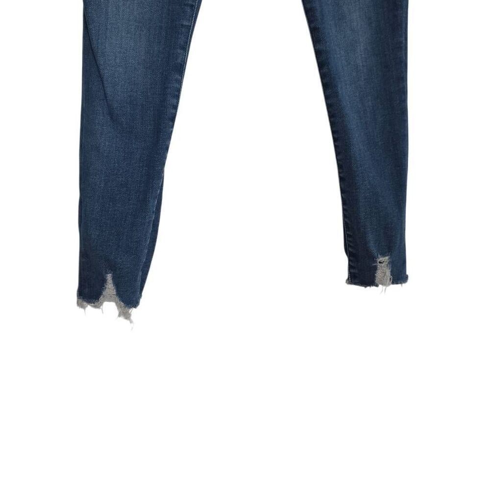 Express Women's Size 8 Short Med Blue High Rise Distressed Raw Hem Skinny Jeans - Picture 4 of 7